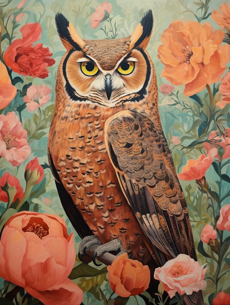 Great Horned Owl 1 Detailed Bird Painting
