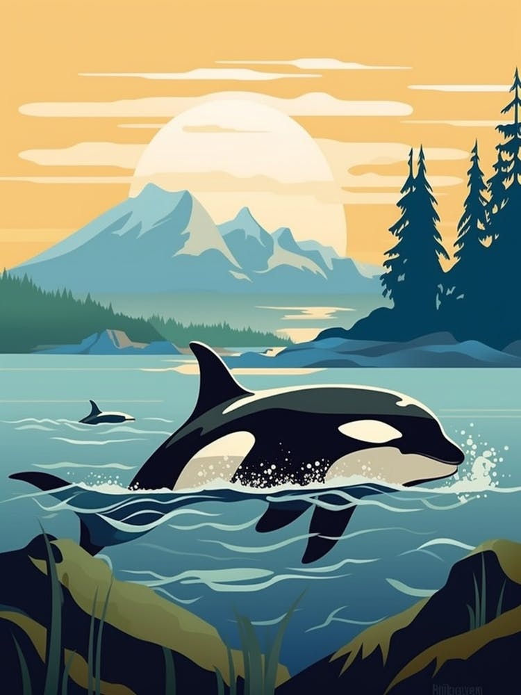 Orca Sunset & The Mountains Graphic Design 4