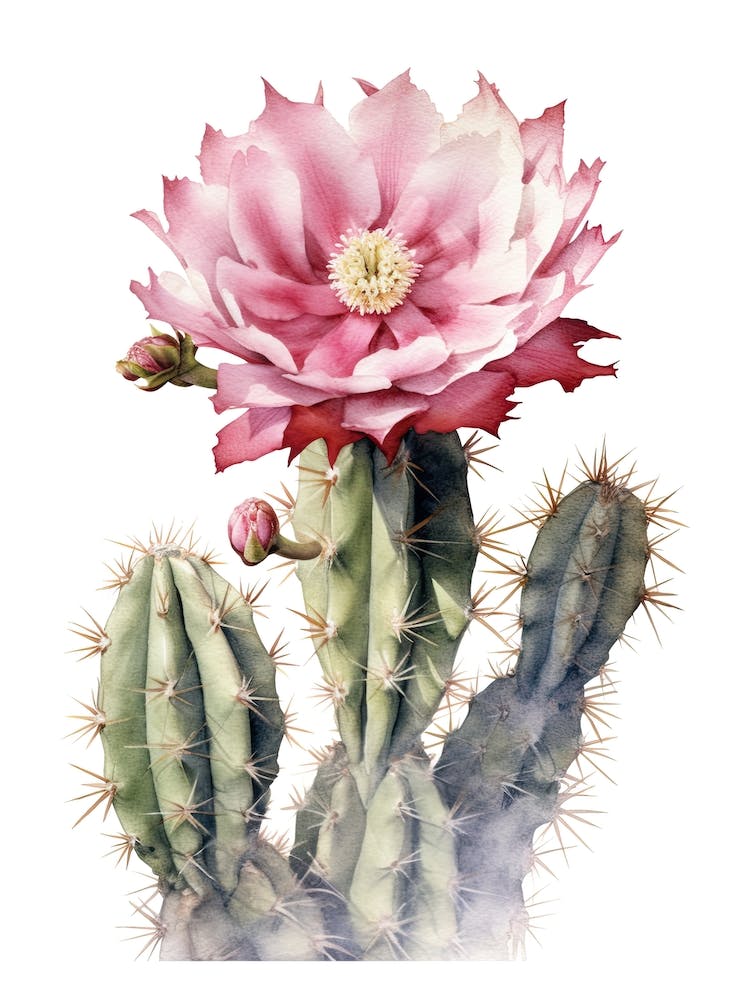 Austrocylindropuntia Subulata Cactus Watercolour Drawing 4