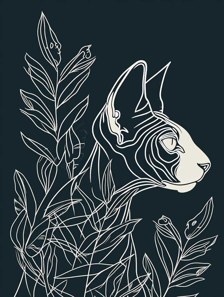 Sphynx Cat Minimalist Illustration 3