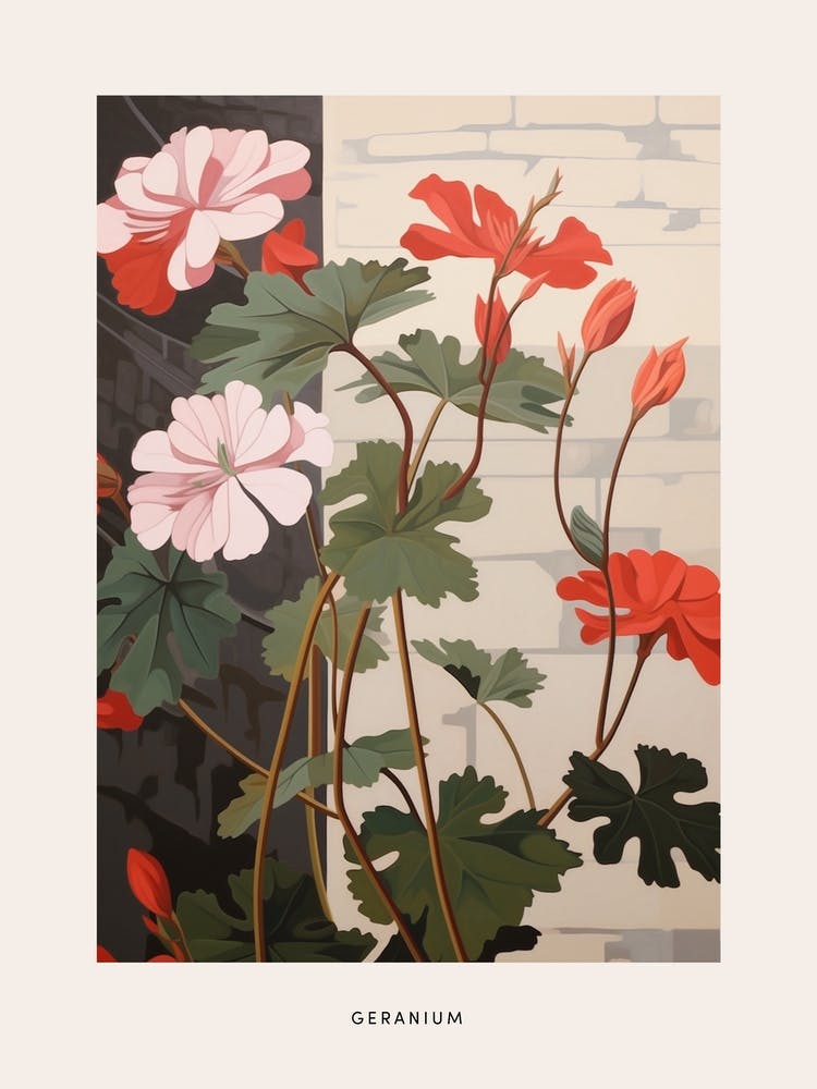 Blumenillustration Geranie 4 Poster