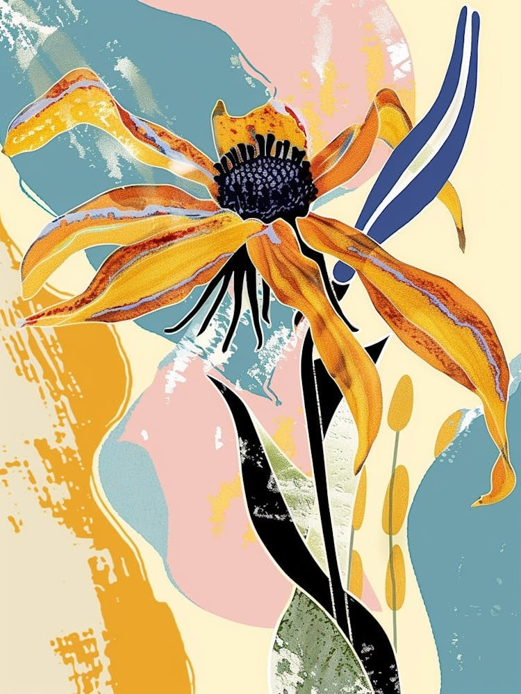 Colourful Flower Illustration Black Eyed Susan 1