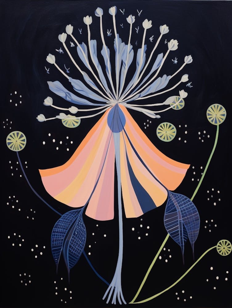 Agapanthus 3 Hilma Af Klint Inspired Flower Illustration