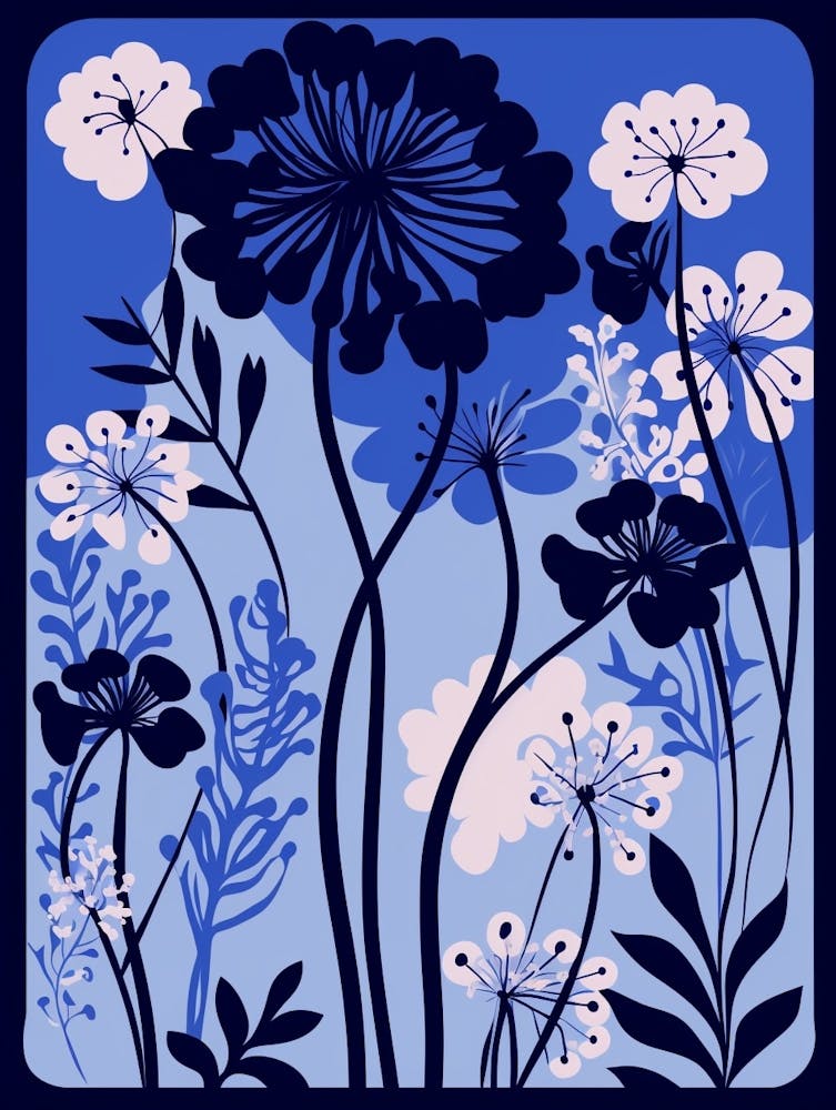 Blue Flower Illustration Queen Annes Lace 3