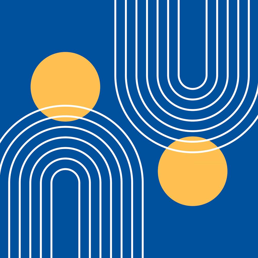 Mid Century Modern Geometric C34_1 royal blue mustard yellow 02