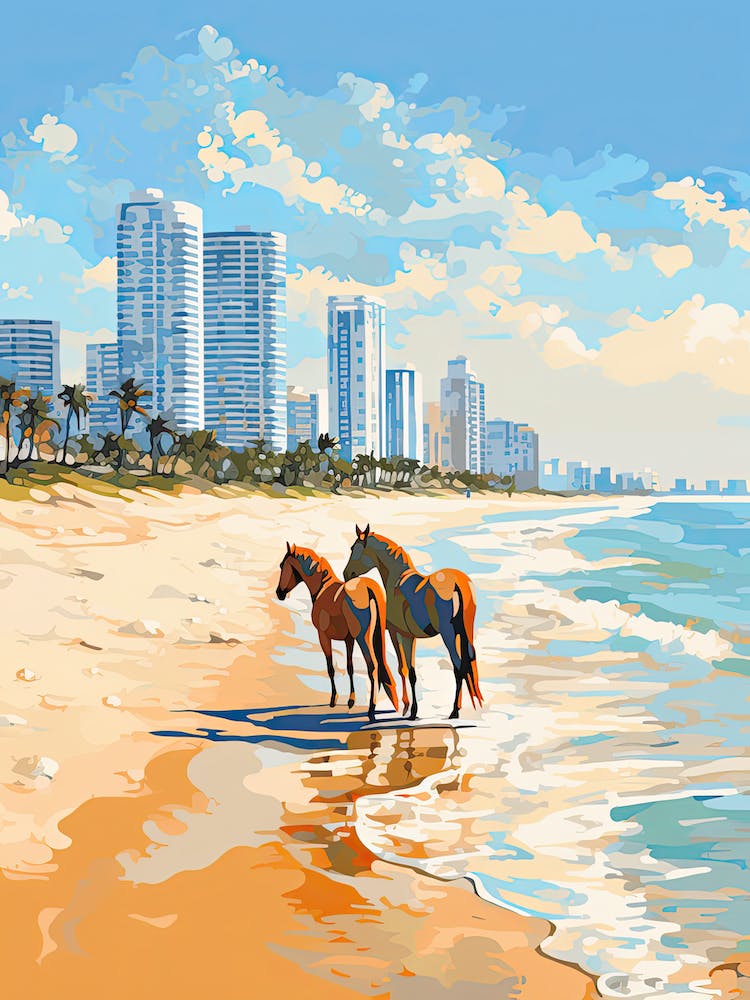 Horse Painting In Miami Beach Post Impressionism Style 13
