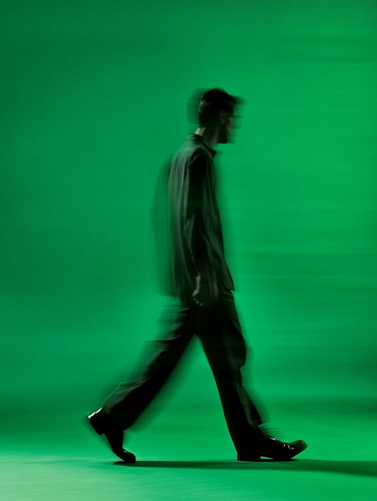 Man Walking On Green Screen
