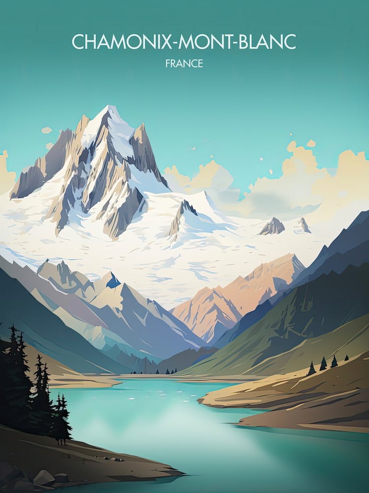 Poster Of Chamonix Mont Blanc   France, Ski Resort Illustration 1