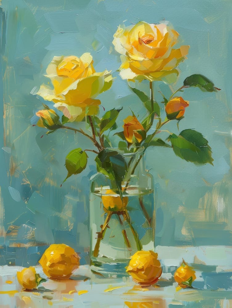 Yellow Roses In A Vase 6