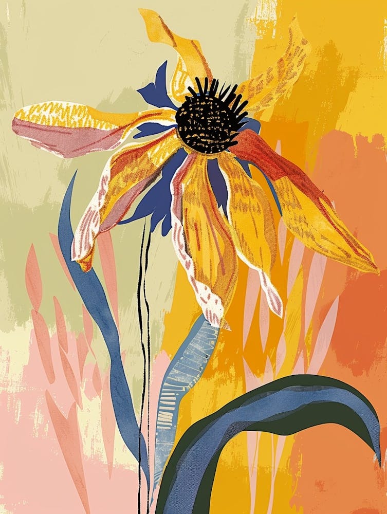 Colourful Flower Illustration Black Eyed Susan 2