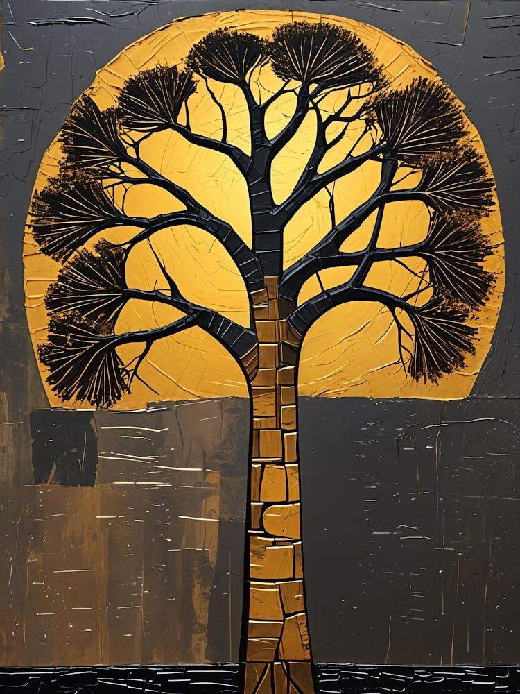 Afrikanischer Baum In Gold und Schwarz Nr. 4