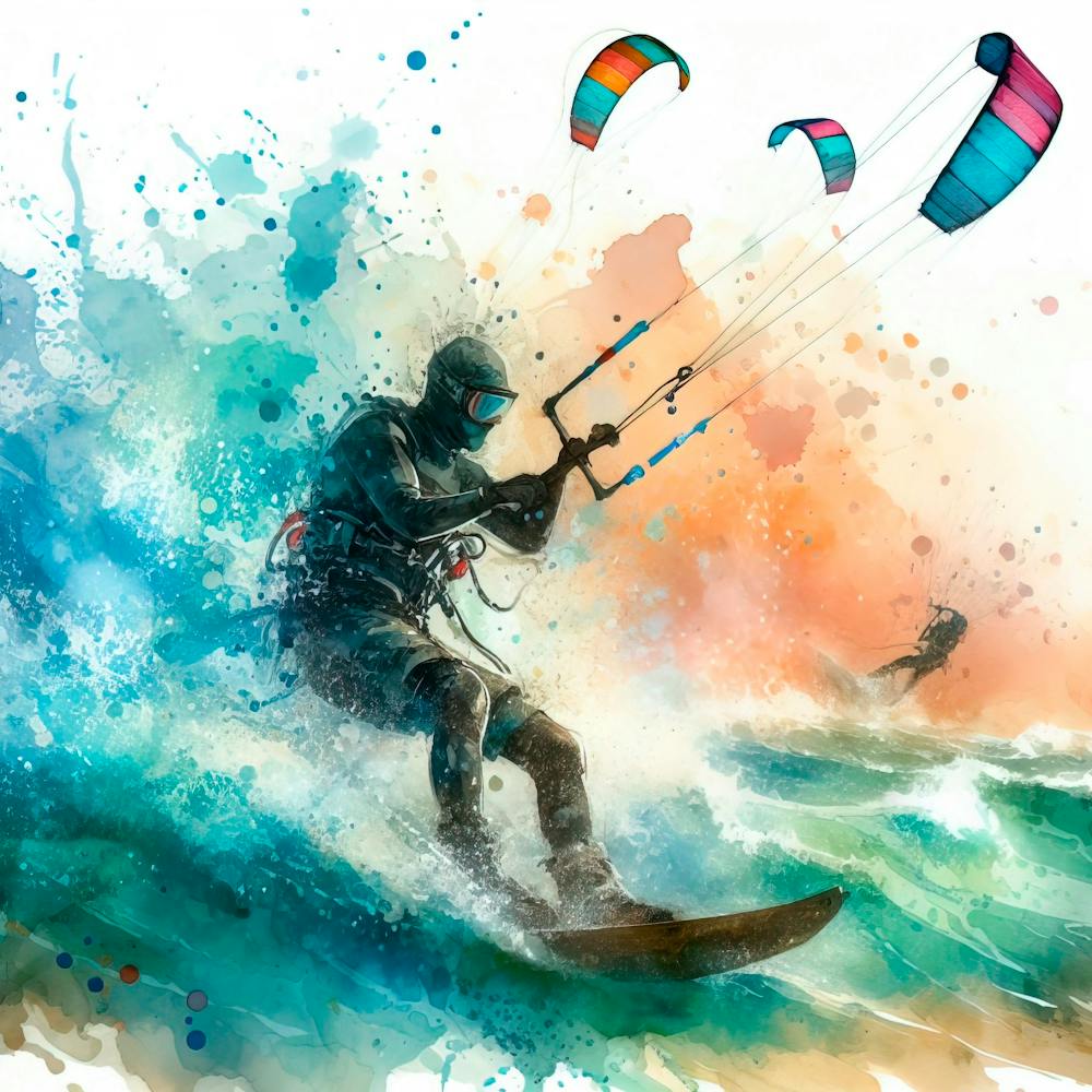 Kitesurfing in watercolor 3