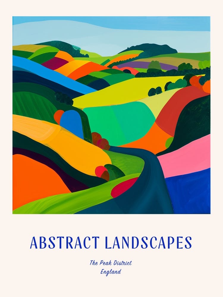 Colourful Abstract The Peak District England 1 Poster Blue