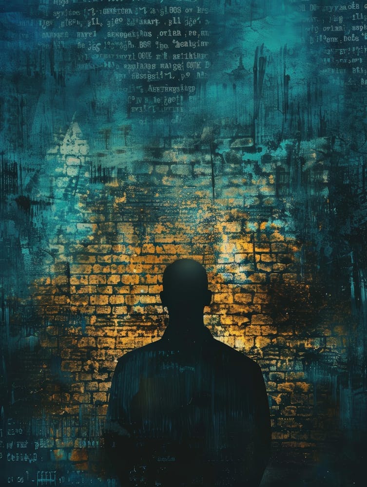 Silhouette Of A Man In Front Of A Brick Wall