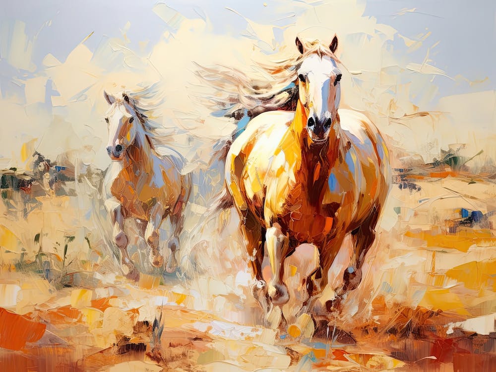 Horses Painting In Outback, Australia, Landscape 1
