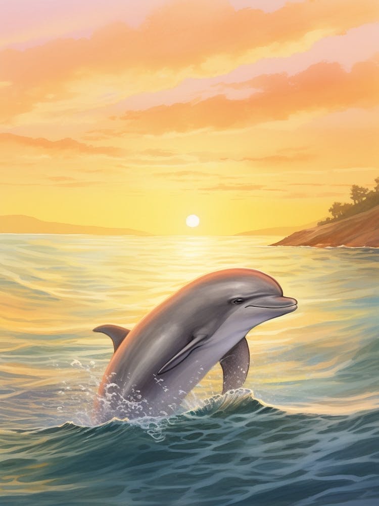 Hectors Dolphin At Sunset 2