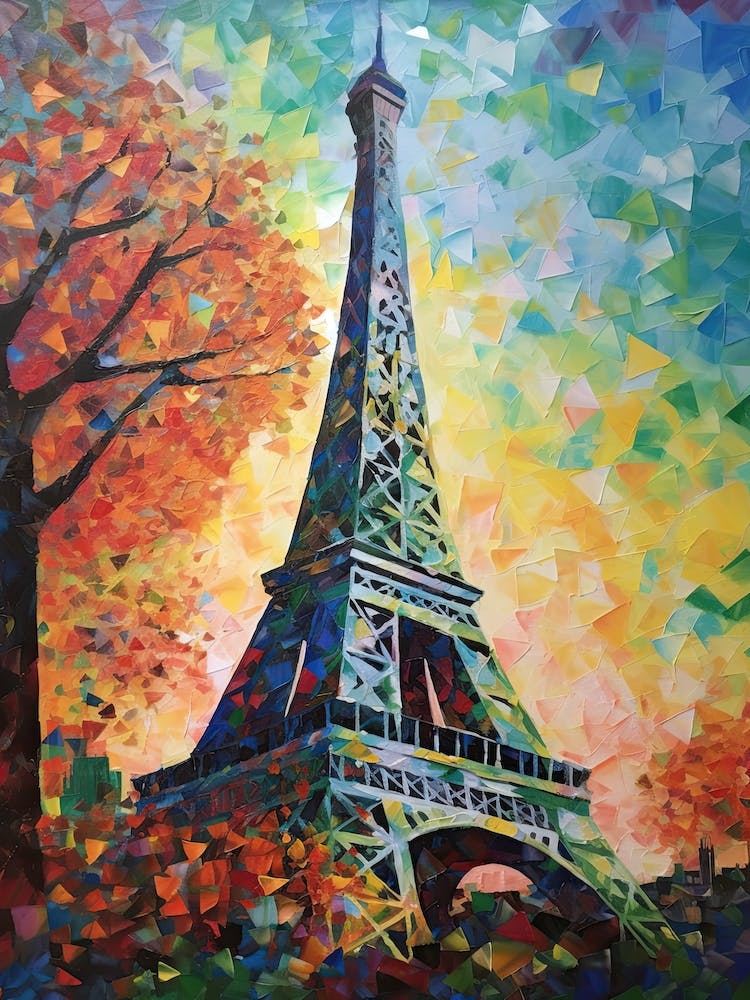 Eiffel Tower Paris France David Hockney Style 14