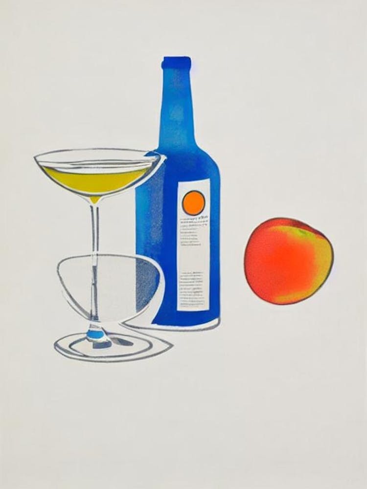 Georgia Peach Picasso Line Drawing Cocktail Poster