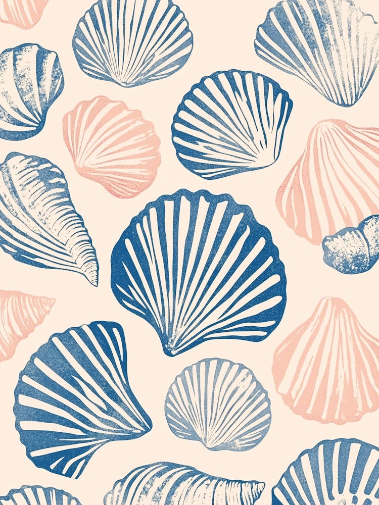 Sea Shells Linocut Pattern
