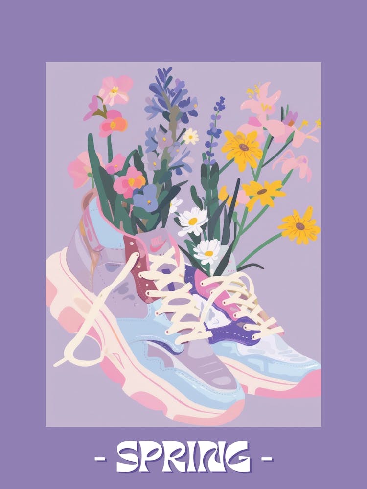 Spring Poster Retro Sneakers With Flowers 90s 4