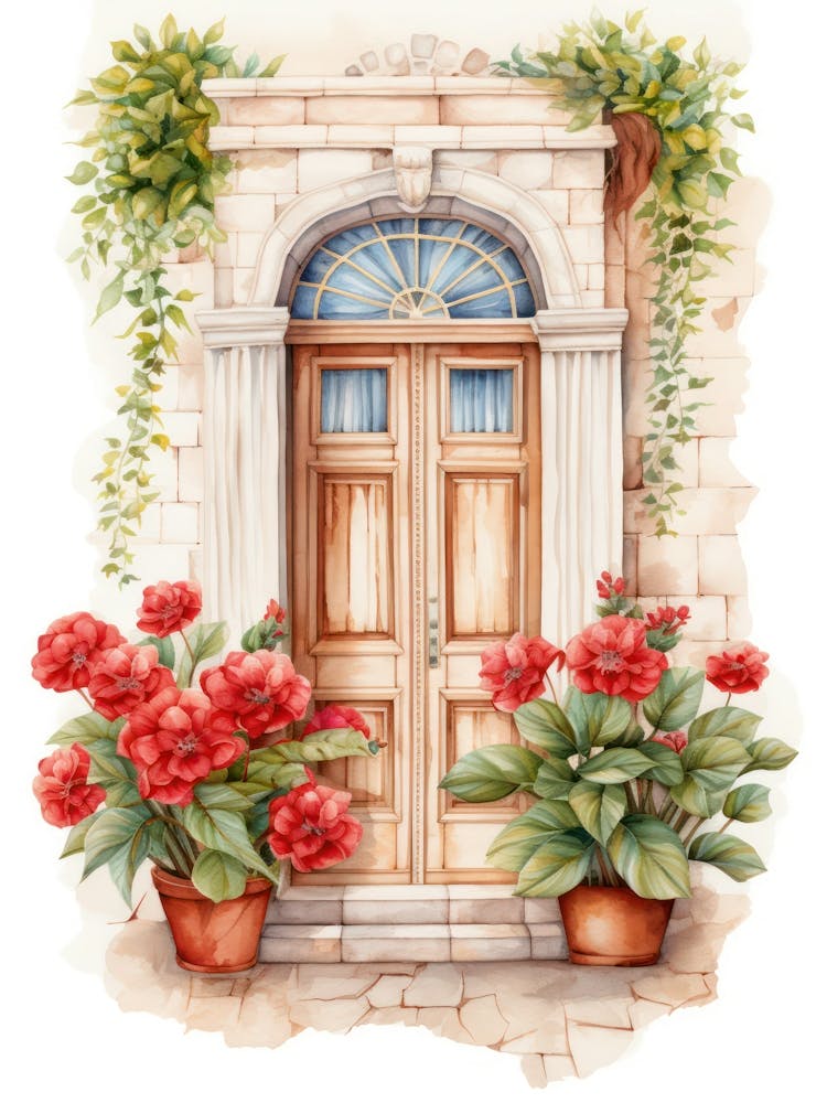 Dubrovnik, Croatia   Mediterranean Doors Watercolour Painting 2