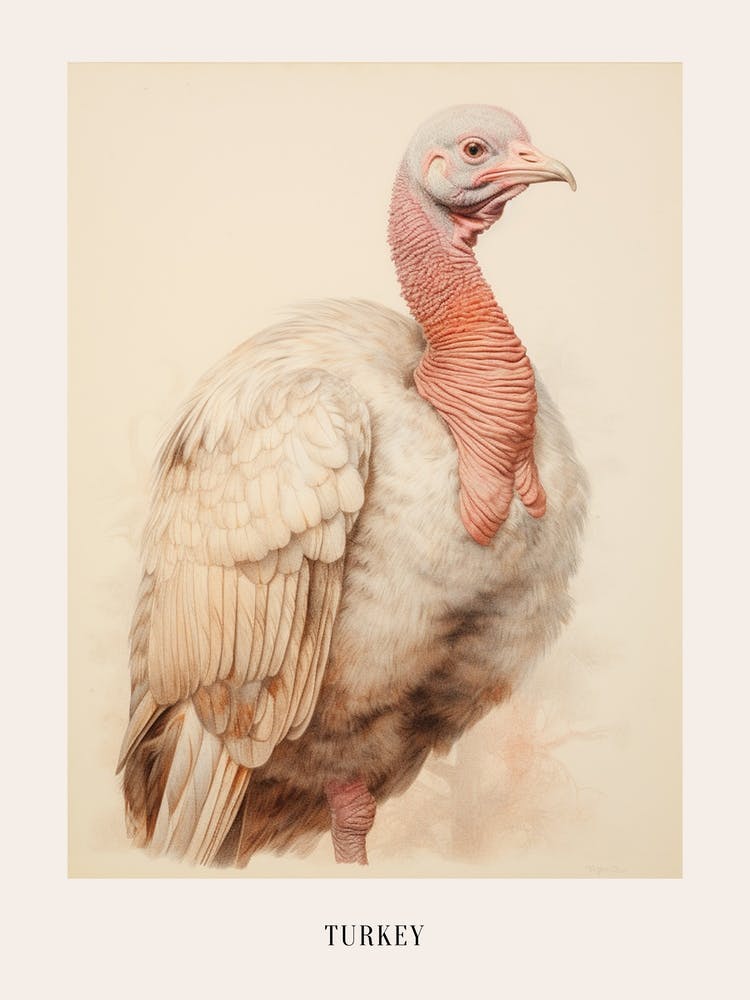 Vintage Bird Drawing Turkey 2 Poster