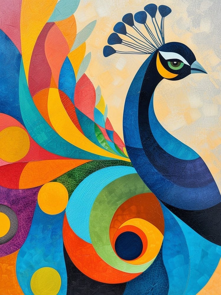 Peacock Geometric Colourful Patterns