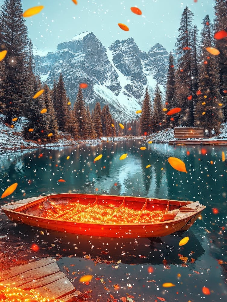 Autumn Leaves In The Lake