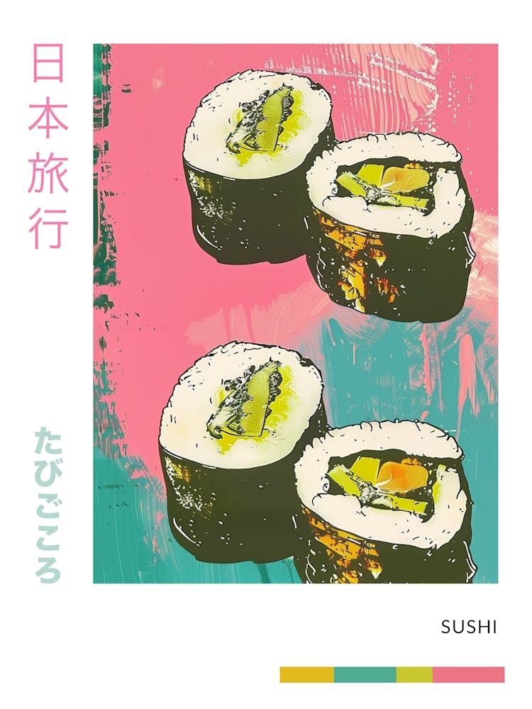 Sushi Duotone Silkscreen Poster 2