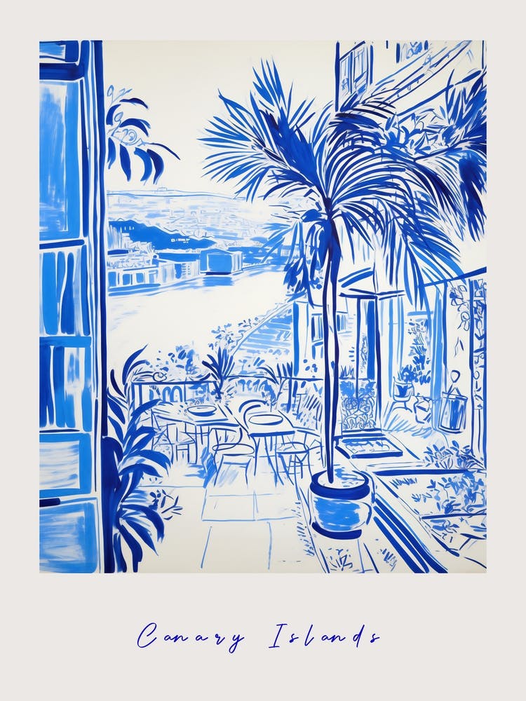 Canary Islands Spain 3 Mediterranean Blue Drawing Poster