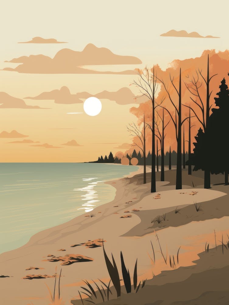 Autumn , Fall, Landscape, Inspired By National Park in the USA, Lake, Great Lakes, Boho, Beach, Minimalist Canvas Print, Travel Poster, Autumn Decor, Fall Decor 13