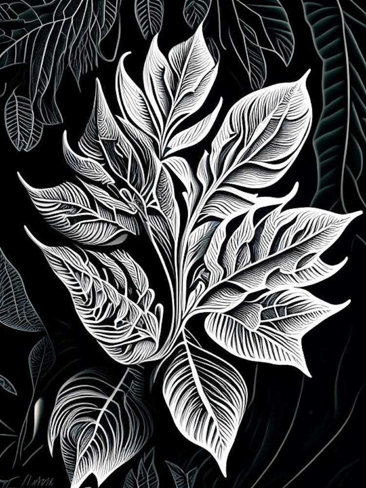 Australian Native Mint Leaf Linocut 1