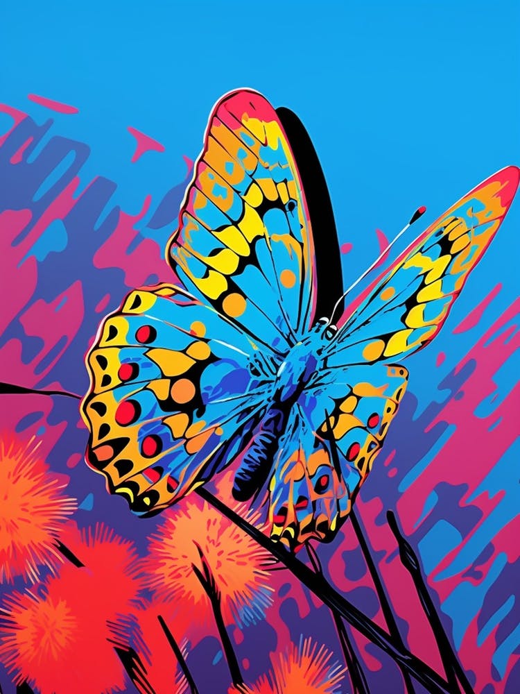 Pop Art Common Blue Butterfly 2