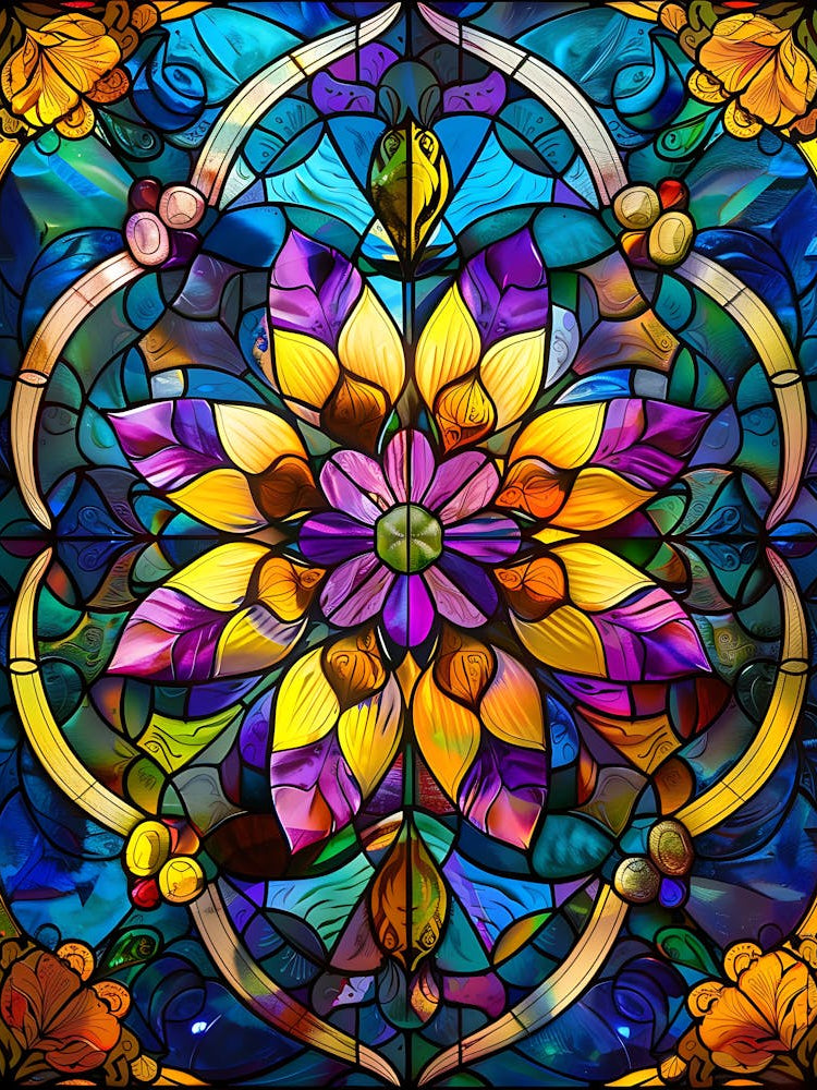 Colorful Stained Glass Flowers 7