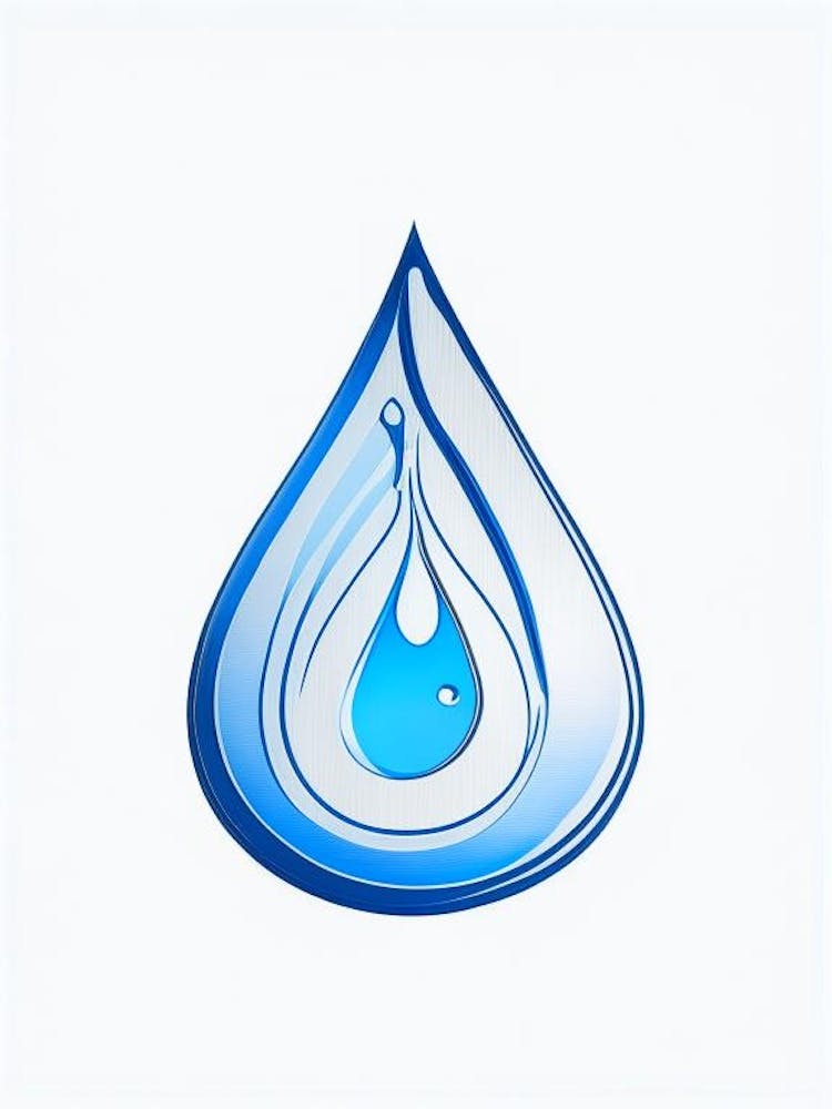 Water Droplet Symbol Blue And White Line Drawing