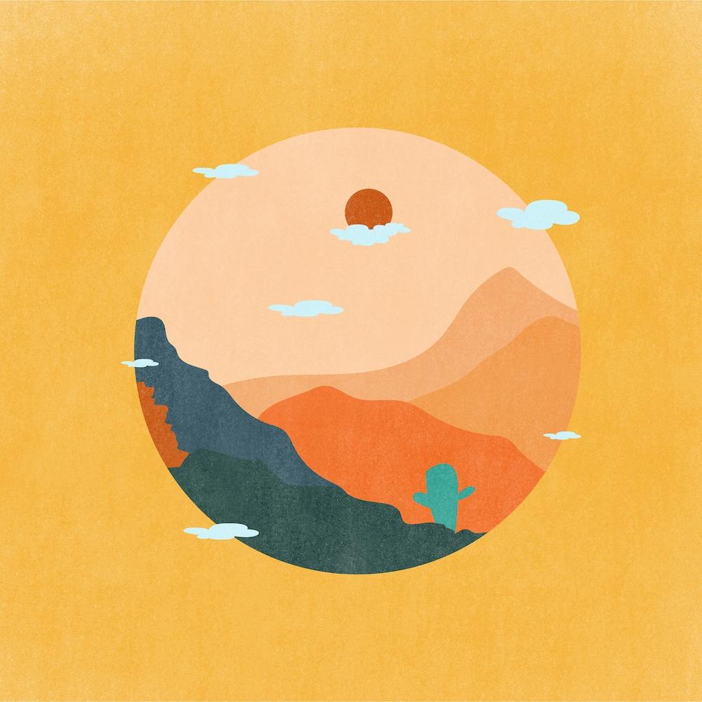 Mountain And Cactus Square