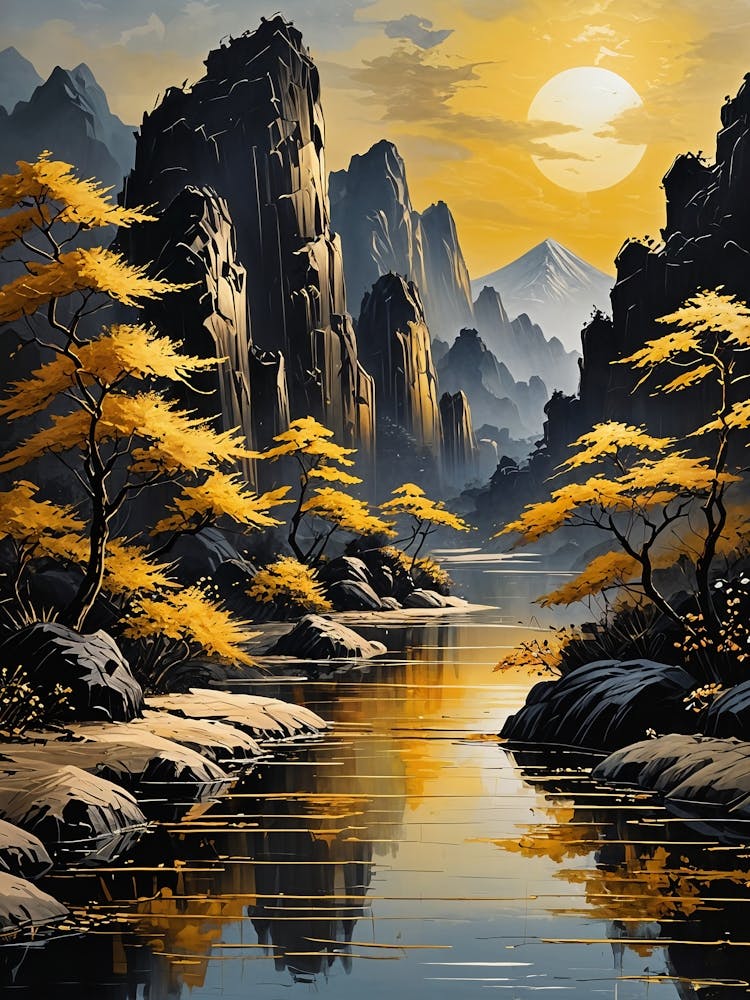 Goldene Orientalische Landschaft Nr. 1