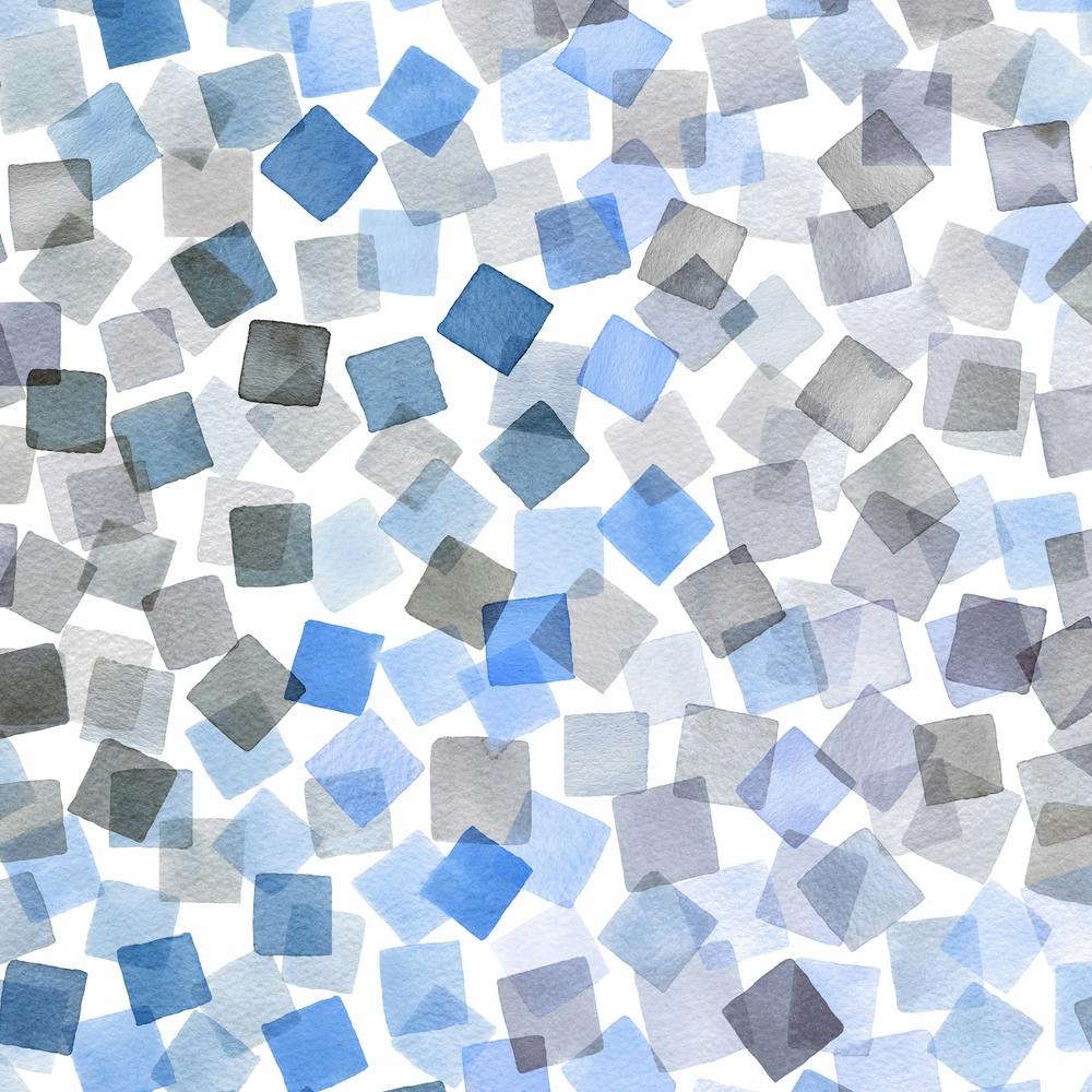 Watercolor Plaids Blue Square