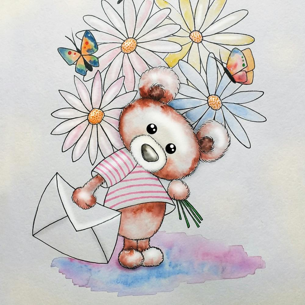 Teddy Bear With Flowers