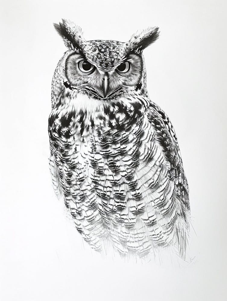 Boreal Owl Marker Drawing 4