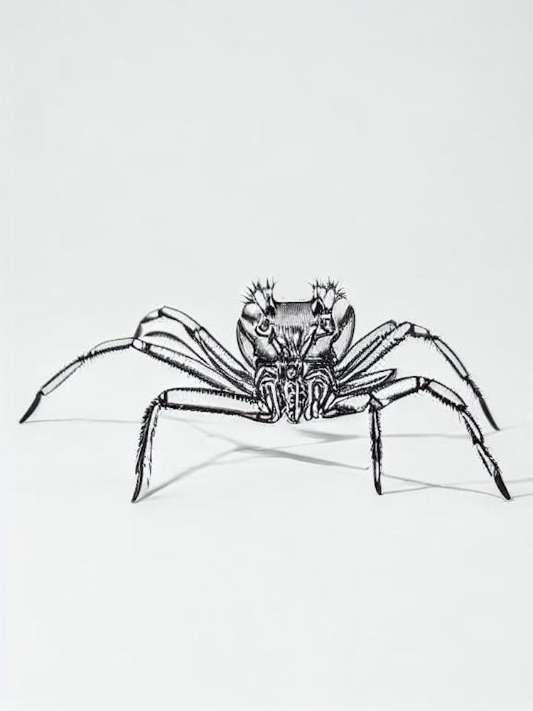 King Crab Black & White Drawing
