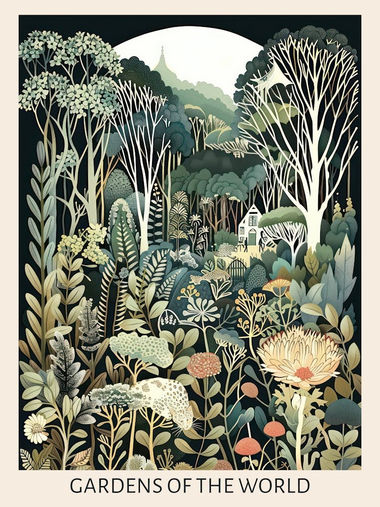 Gardens Of The World 2 Vintage Art Nouveau Botanical 