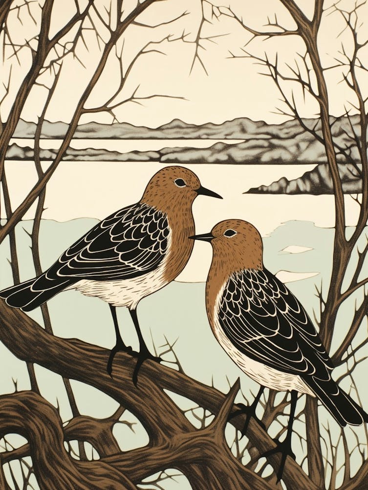 Art Nouveau Birds Poster Dunlin 2