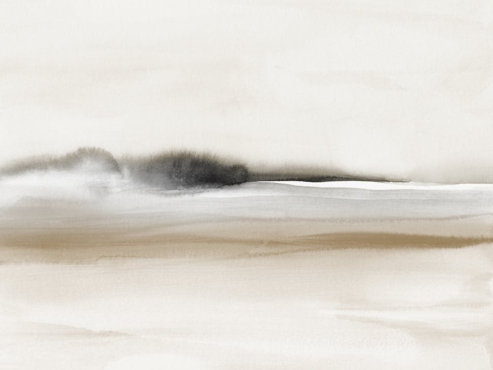 Aquarell-Landschaft 22 Beige & Schwarz