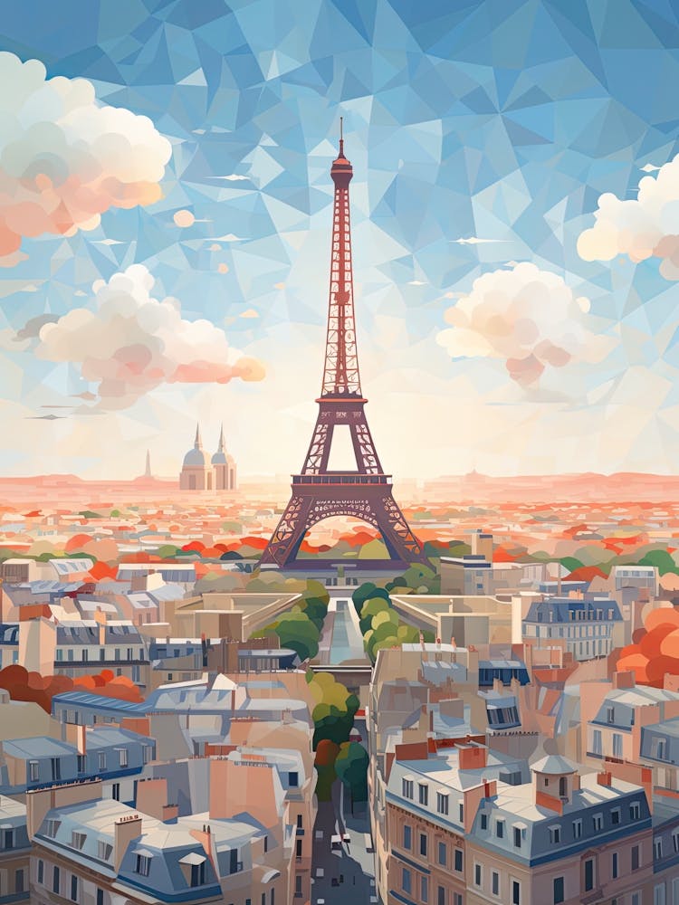 Paris View   Geometric Vector Illustration 0