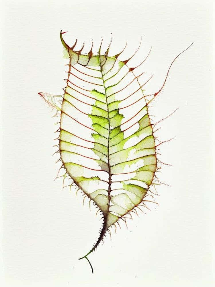 Venus Flytrap Leaf Minimalist Watercolour 2