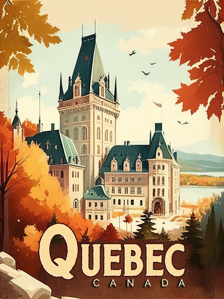 Quebec, Canada Vintage Travel poster