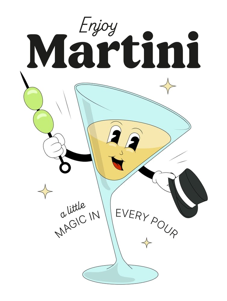 Martini retro cocktail print