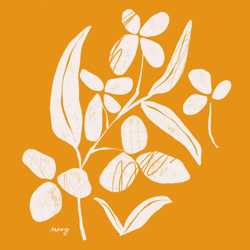 Abstract Floral Yellow Square