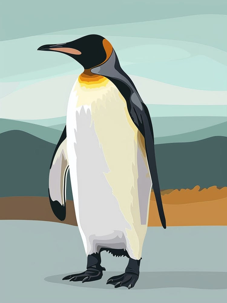 King Penguin Bleaker Island Minimalist Illustration 7